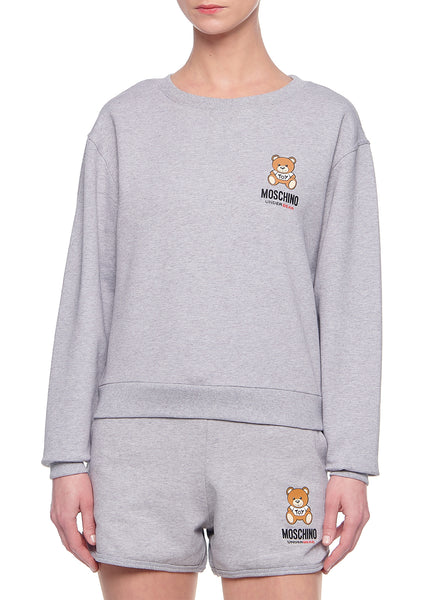 Moschino Sweatshirt UNDERBEAR hellgrau mit Teddybär Logo Print