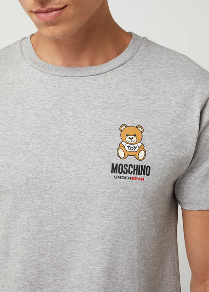 Moschino T-Shirt UNDERBEAR hellgrau mit Teddybär auf der Brust