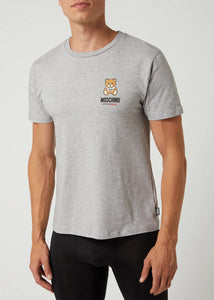 Moschino T-Shirt UNDERBEAR hellgrau mit Teddybär auf der Brust