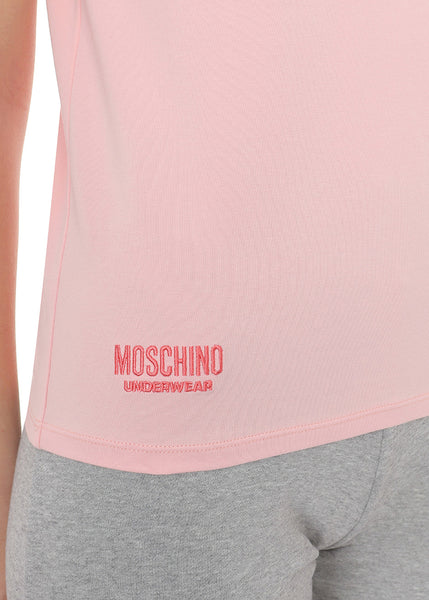 Moschino T- Shirt UNDERBEAR rosa pinker Teddybär Logo Stick