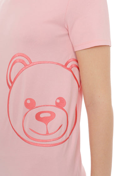 Moschino T- Shirt UNDERBEAR rosa pinker Teddybär Logo Stick