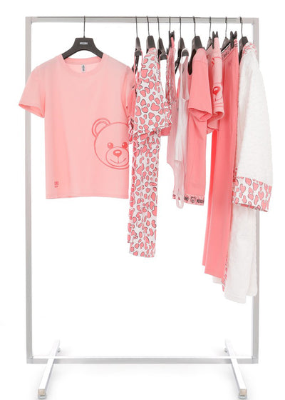 Moschino T- Shirt UNDERBEAR rosa pinker Teddybär Logo Stick