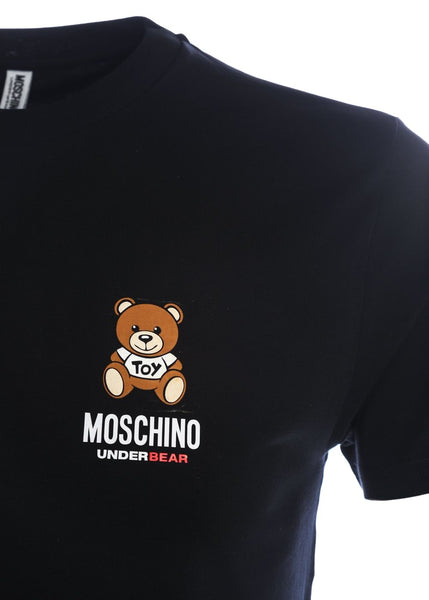Moschino T-Shirt UNDERBEAR schwarz mit Teddybär auf der Brust