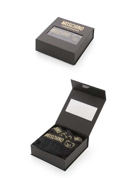 Moschino Wäsche-Set UNDERBEAR schwarz mit goldenem Teddybär Logo Bund