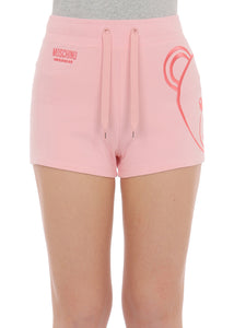 Moschino kurze Sweatpants UNDERBEAR rosa pinker Teddybär Logo Stick Tunnelzug
