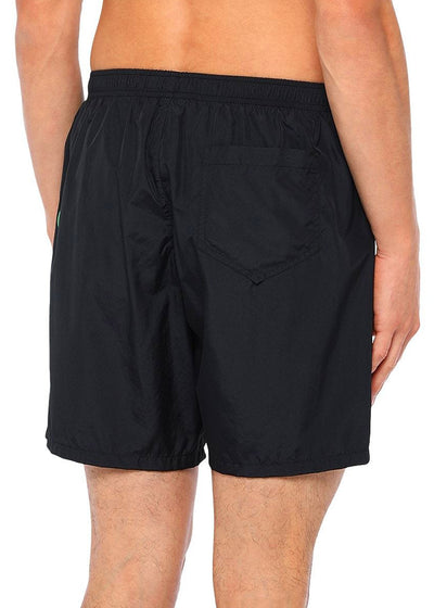 Moschino lange Badeshort NEON LOGO schwarz mit neonfarbenem Logo Schriftzug