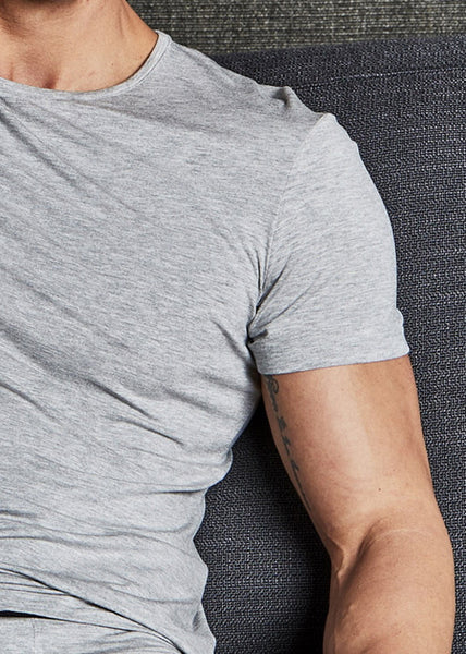 Parah Uomo Herren Shirt aus super weichem Mircomodal mit leichtem V-Ausschnitt in grau und schwarz