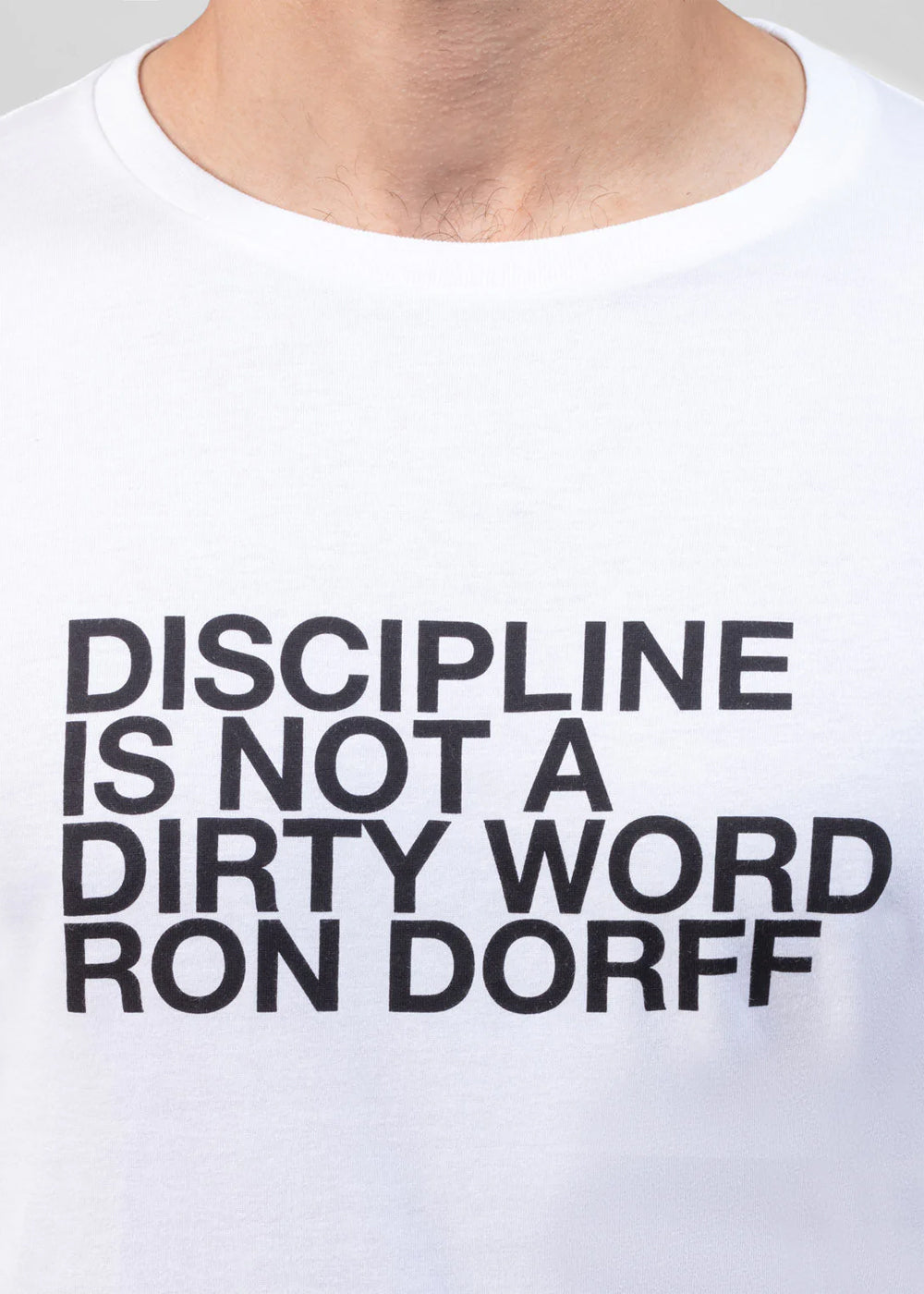 Ron Dorff T-Shirt DISCIPLINE weiß schwarzer Print Rundhals-Ausschnitt