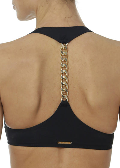 Stella McCartney Bikinioberteil FALABELLA CLASSICS schwarz goldene Kette Bustier