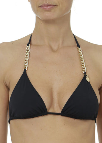 Stella McCartney knapper Bikini FALABELLA CLASSICS schwarz goldene Kettendetails Triangel