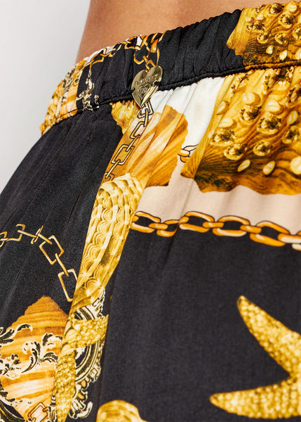 Twin-Set Shorts SEASHELL cremé-schwarz goldener Muschel-Print Beinschlitze