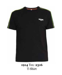 Moschino T-Shirt FLUO BORDERS weiß mit neonfarbenen Streifen